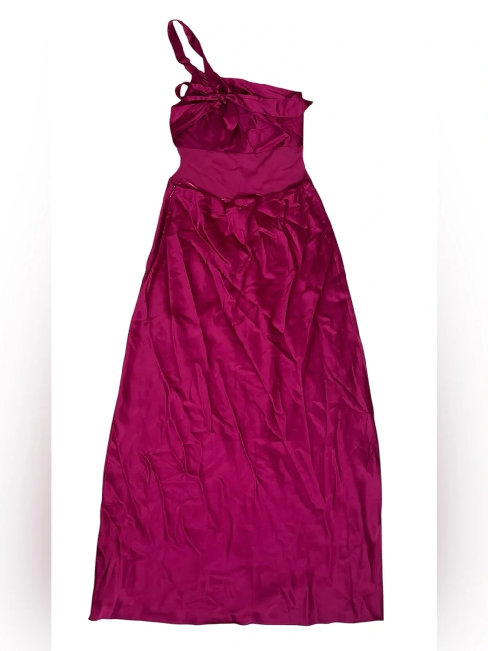Abercrombie & Fitch Medium Tall One Shoulder Satin Maxi Gown Pink Dress NWT